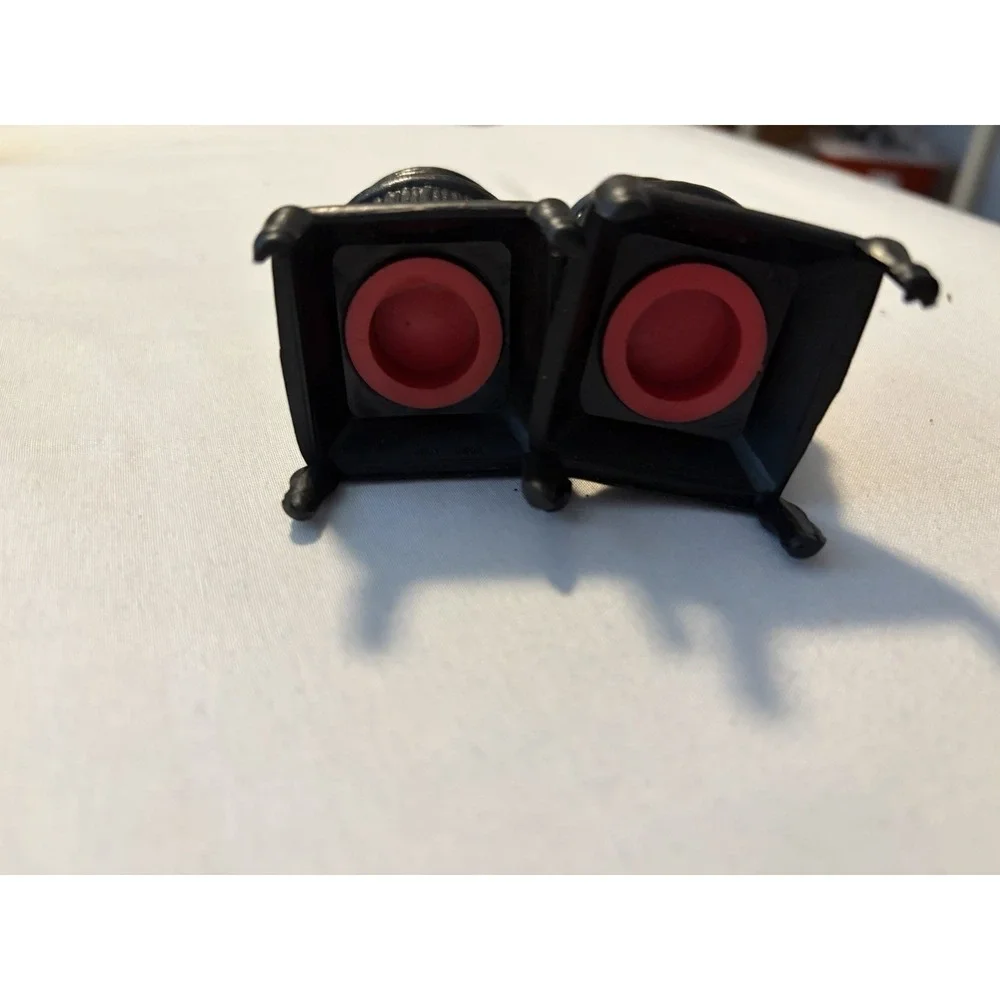Salt and Pepper Shakers Potbelly Stove Vintage Black Gold Plastic Novelty